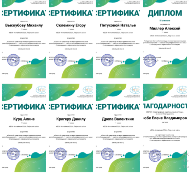 Итоги окружной олимпиады по иностранному языку.
